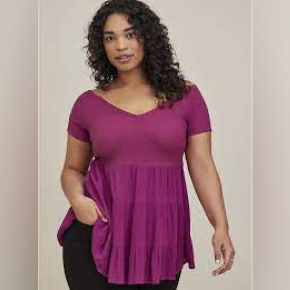 Torrid Berry Off Shoulder Smocked Peplum Top